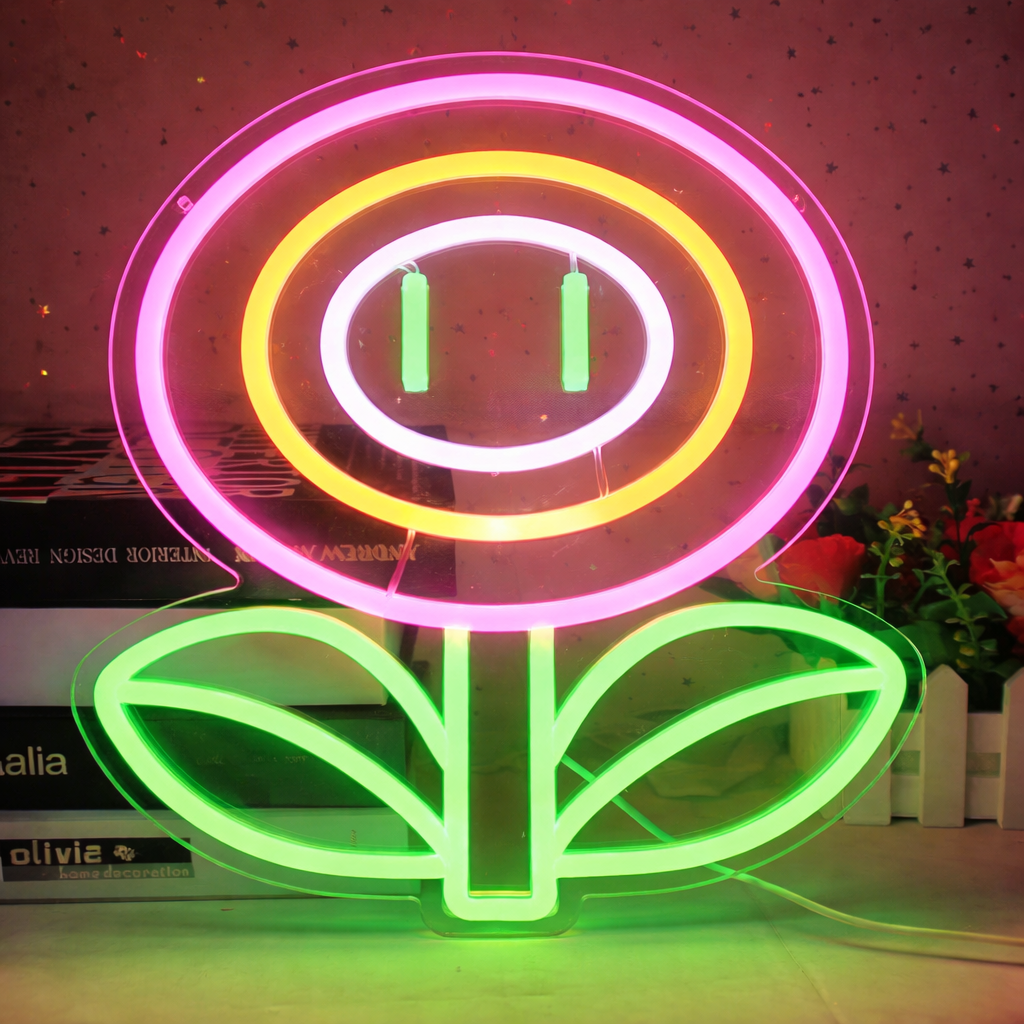 Retro Pixel Flower LED Neon Sign for Gaming Room Decor