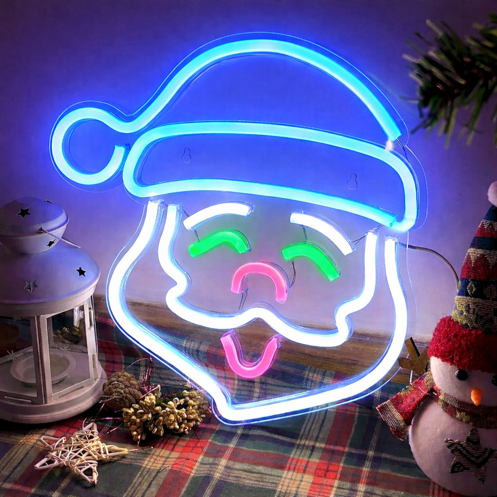 Funny Santa Face Neon Sign LED Christmas Wall Light for Holiday Decor