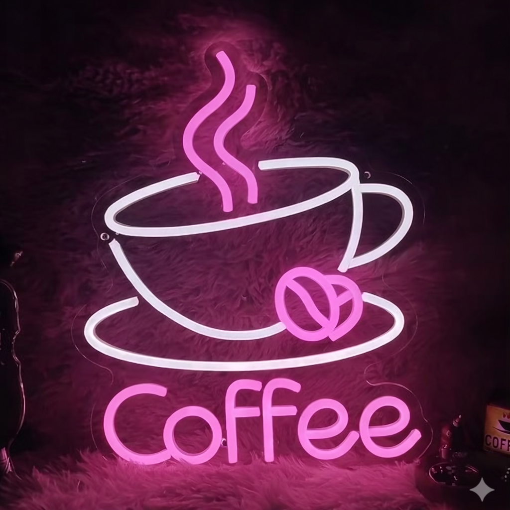Coffee Cup LED Neon Sign for Cafes, Kitchens, and Coffee Bars