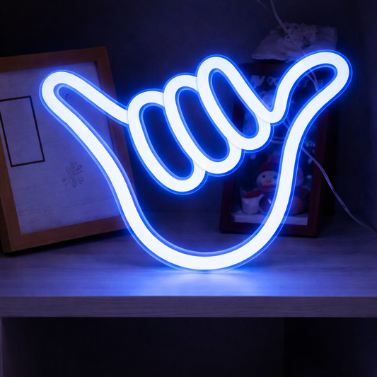 Shaka Hand LED Neon Sign Pink Hang Loose Gesture Light for Bedroom Gaming Room Decor
