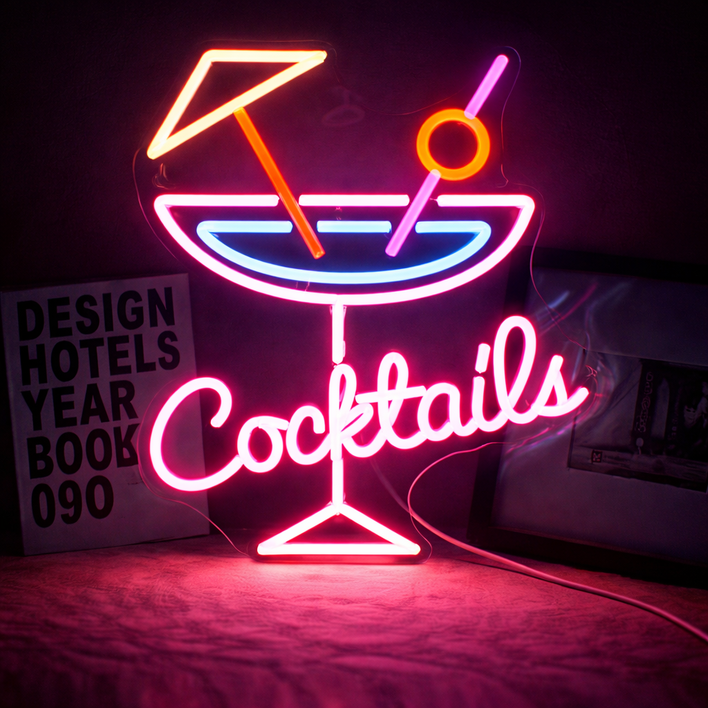 Cocktails Martini Glass LED Neon Sign for Bar Home Bar Wall Decor Light