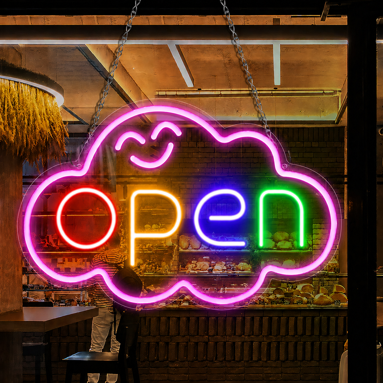 Open LED Neon Sign Cloud Shape Business Neon Light for Shop Window Wall Decor