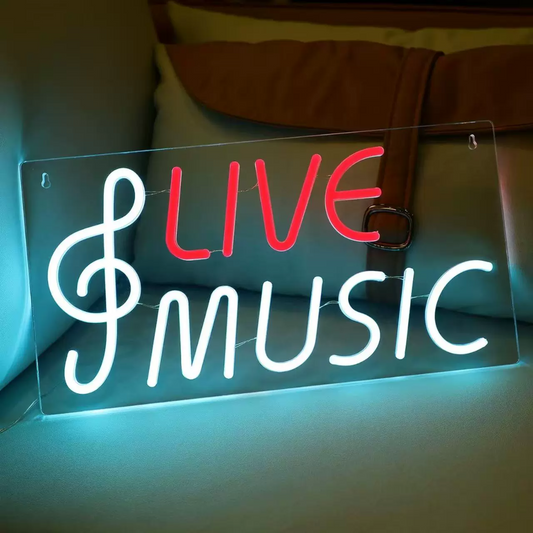 Live Music LED Neon Sign Treble Clef Neon Light for Room Bar Wall Decor