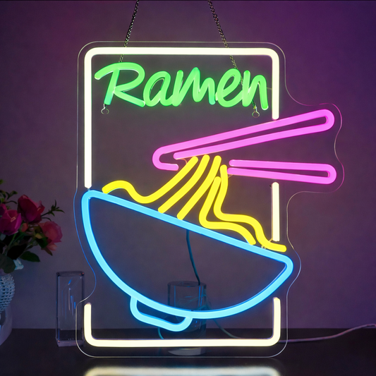 Ramen Noodle Bowl LED Neon Sign Japanese Food Neon Light for Kitchen Restaurant Wall Decor