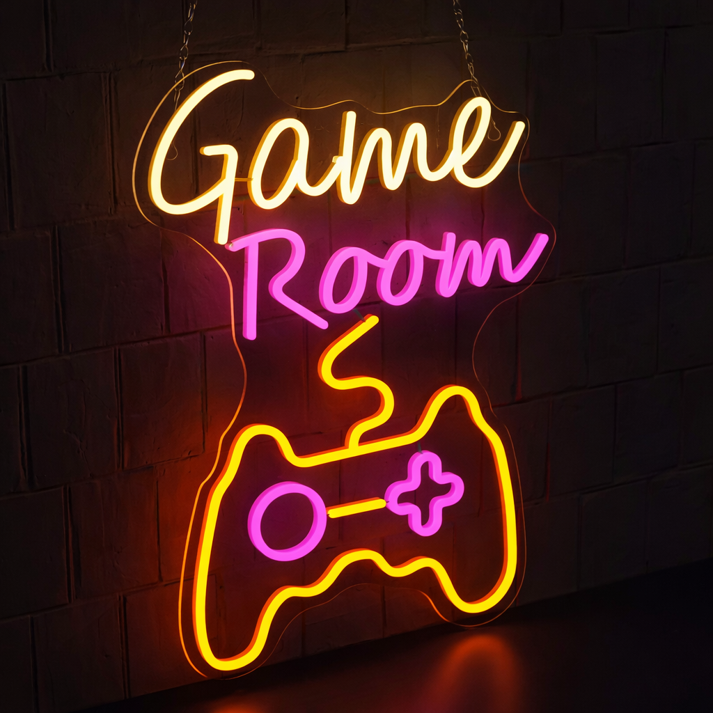 Game Room Controller LED Neon Sign for Gaming Setup, Bedroom Decor & Streaming Background