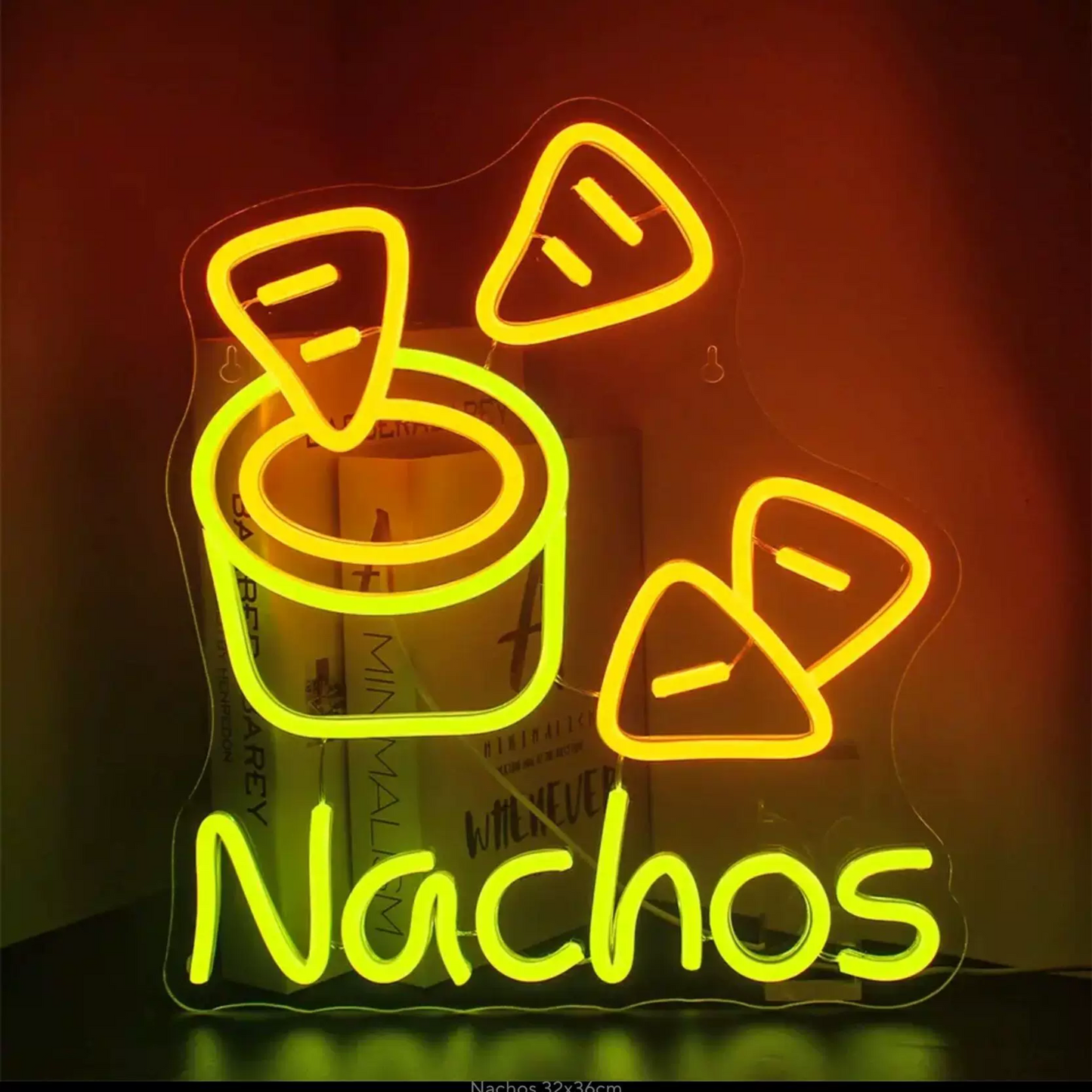 Nachos LED Neon Sign Chips & Dip Neon Light Wall Decor for Bar Kitchen Restaurant Party