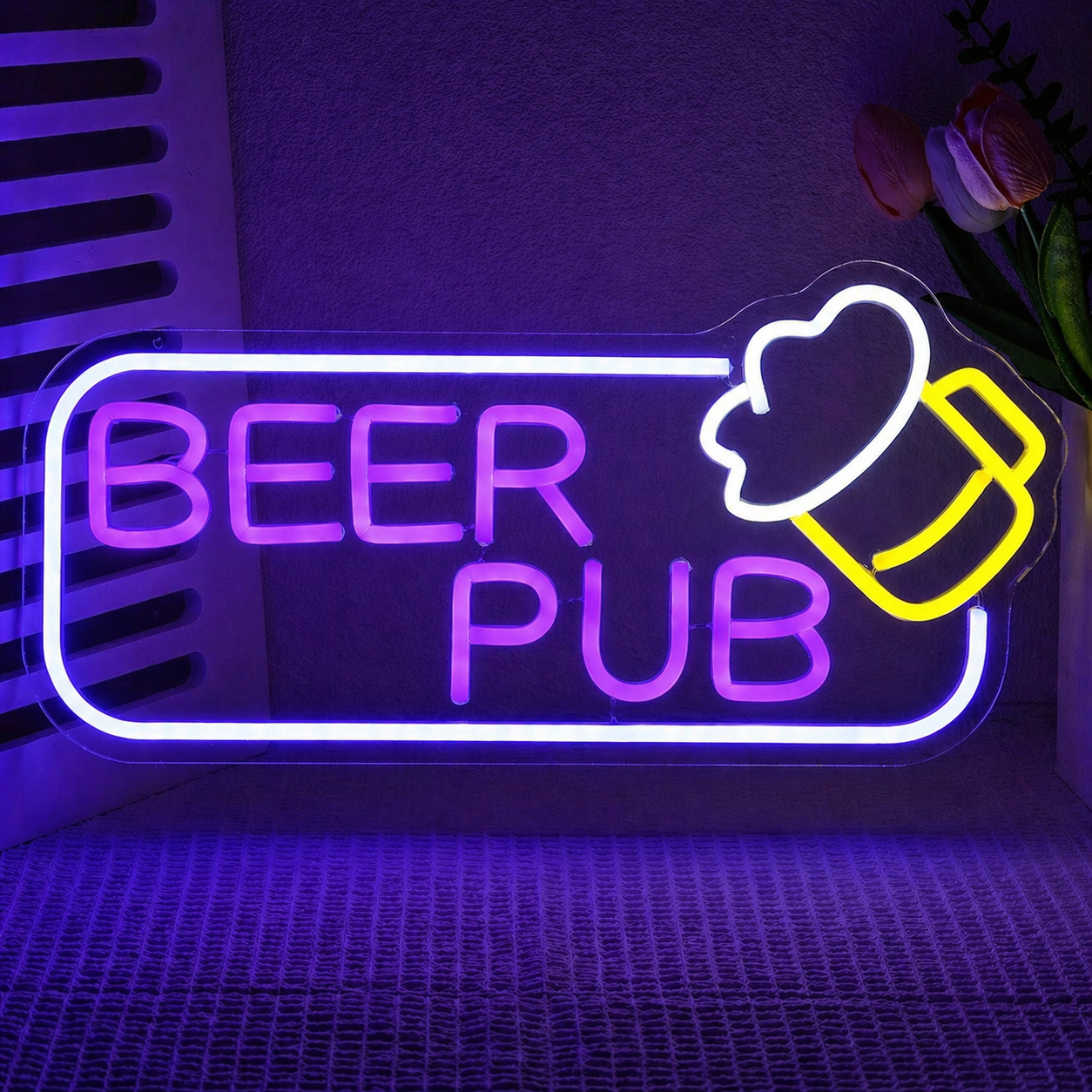 Beer Pub LED Neon Sign Bar Neon Light with Mug Design for Home Bar Pub Club Wall Decor
