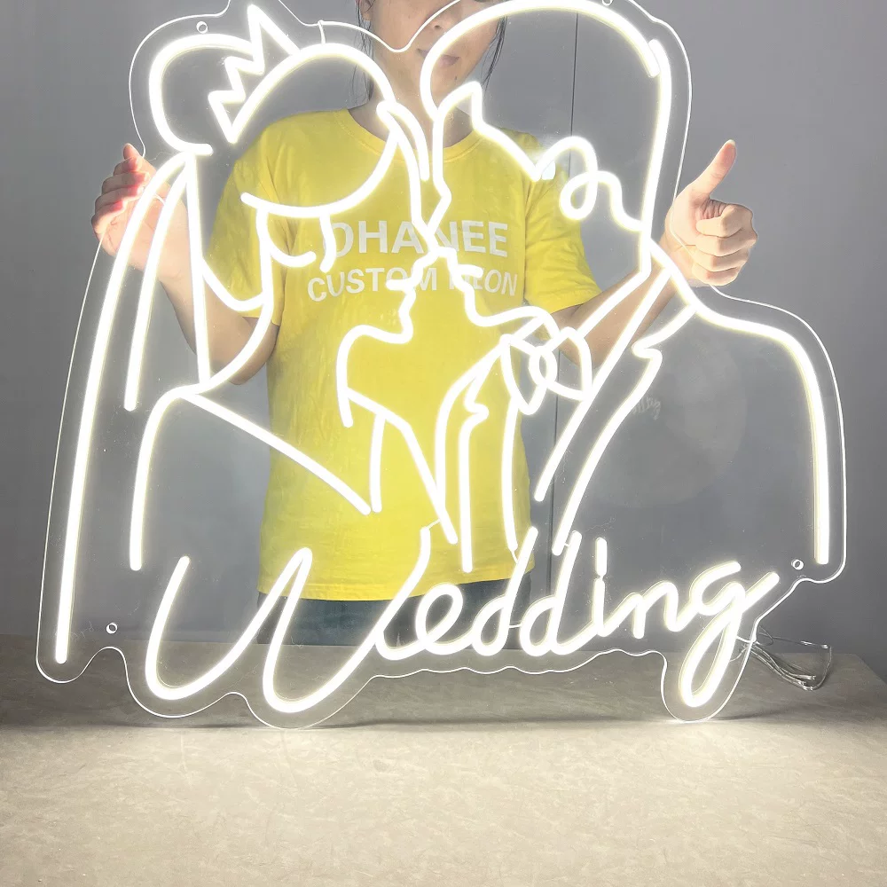 Wedding LED Neon Sign Warm White Bride Groom Neon Light Wall Decor for Wedding Party Backdrop