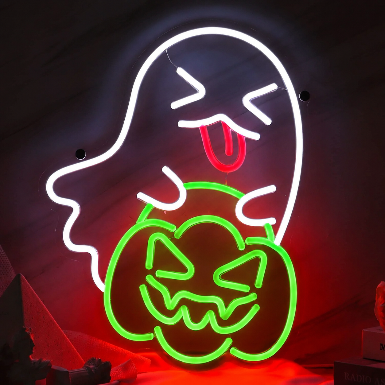 Halloween Ghost Pumpkin LED Neon Sign Spooky Neon Light Wall Decor for Party Haunted House