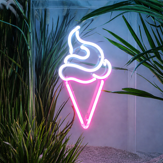 Soft Serve Ice Cream LED Neon Sign White Cone Neon Light for Cafe Dessert Shop Wall Decor