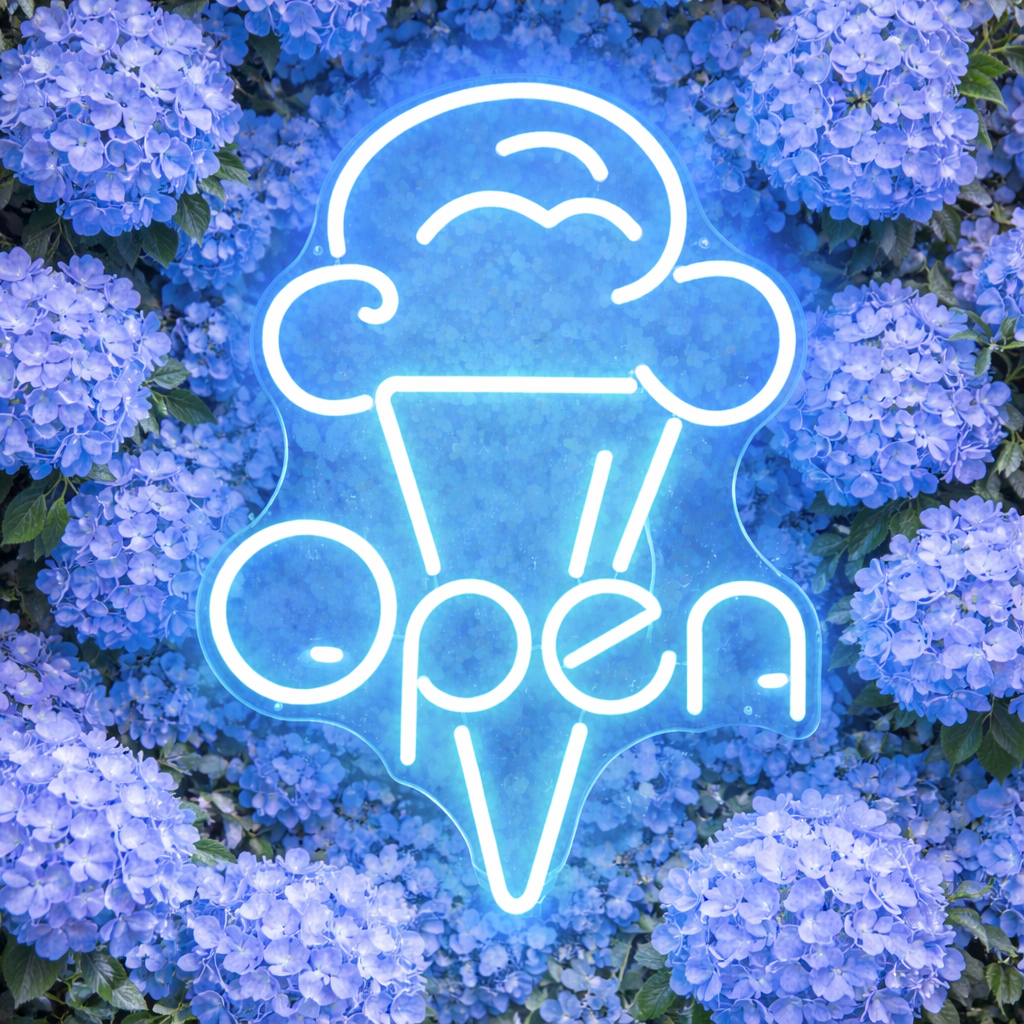 Ice Cream Open LED Neon Sign Ice Cream Shop Neon Light for Store Window Decor