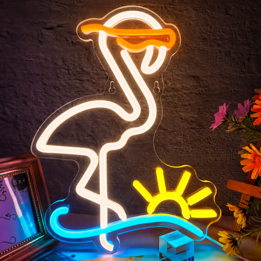 Flamingo LED Neon Sign Tropical Bird Sunset Neon Light Wall Decor for Bedroom Party Bar