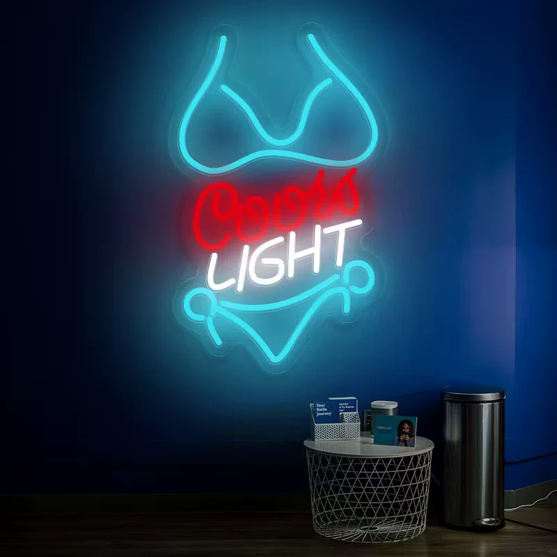 Beer Bar LED Neon Sign Bikini Outline Wall Light for Home Bar Decor