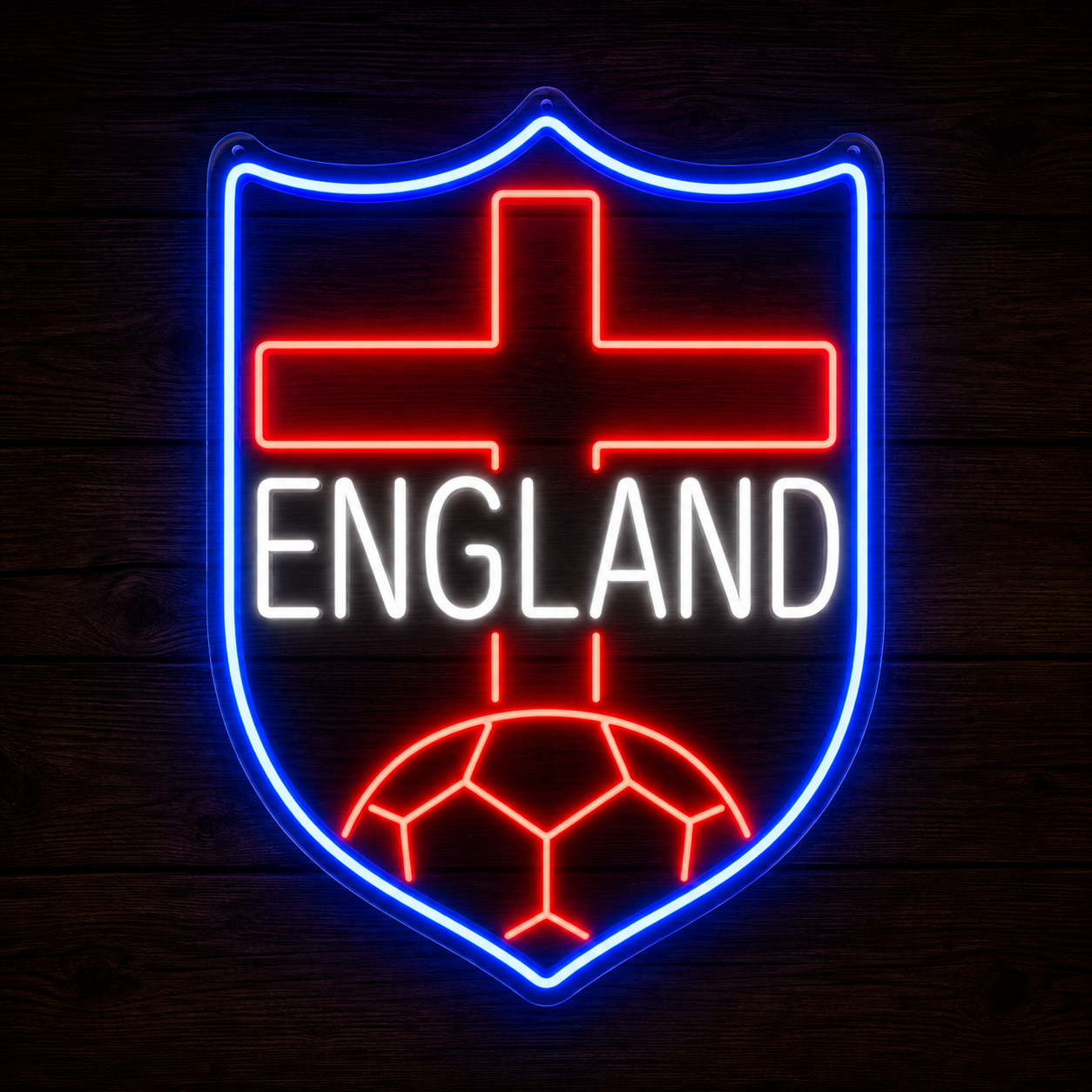 England Shield Soccer LED Neon Sign English Football Neon Light Wall Decor for Sports Bar Game Room