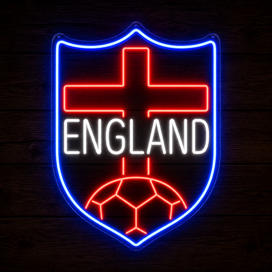 England Shield Soccer LED Neon Sign English Football Neon Light Wall Decor for Sports Bar Game Room