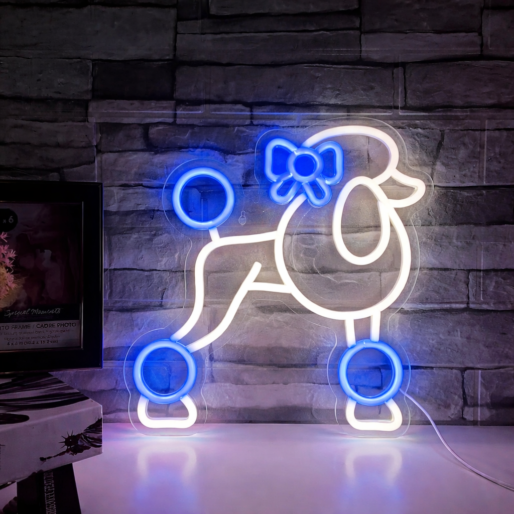 Cute Poodle LED Neon Sign Pink Dog Neon Light for Pet Grooming Salon Decor