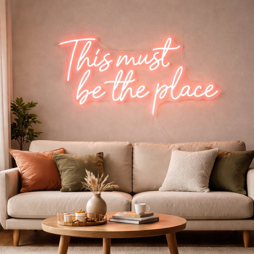 This Must Be The Place LED Neon Sign Red Script Neon Light for Home Bar Wall Decor