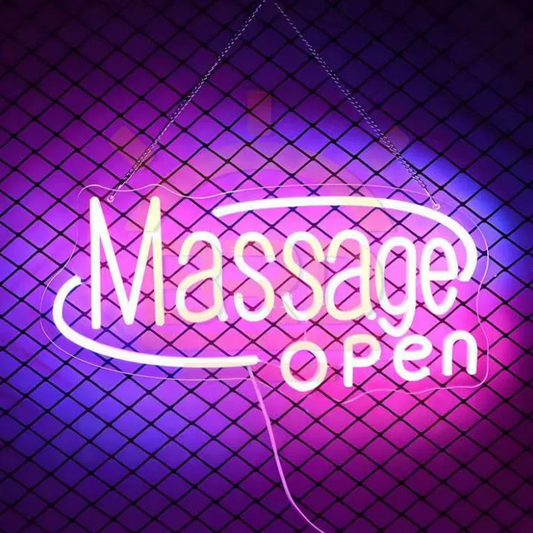 Massage LED Neon Sign in Bright Yellow for Spa Salon Shop Wall Decor