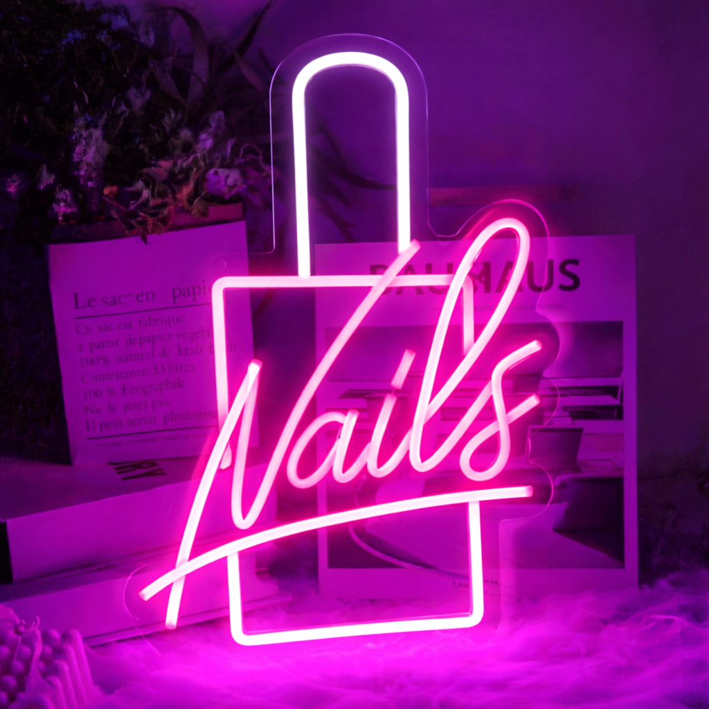 Nails LED Neon Sign Green Nail Polish Acrylic Neon Light for Nail Salon Beauty Studio Decor