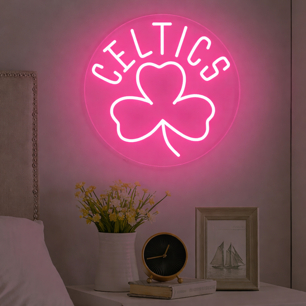 Lucky Clover LED Neon Sign Shamrock Green Wall Light for Bar Decor