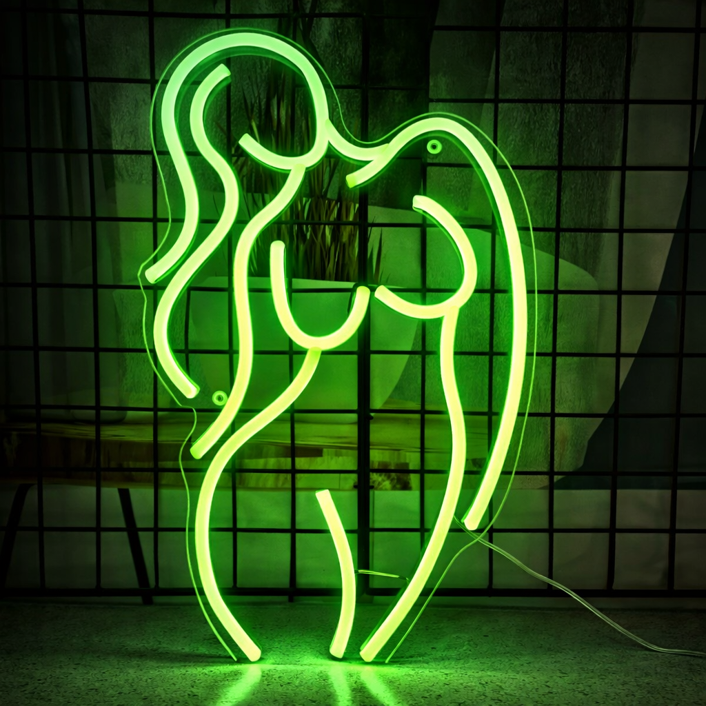 Minimalist Couple Outline LED Neon Sign Pink Romantic Silhouette Neon Light for Bedroom Decor