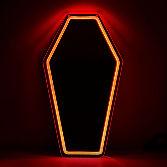 Halloween Coffin LED Neon Sign Gothic Coffin Neon Light Wall Decor for Horror Party Haunted House