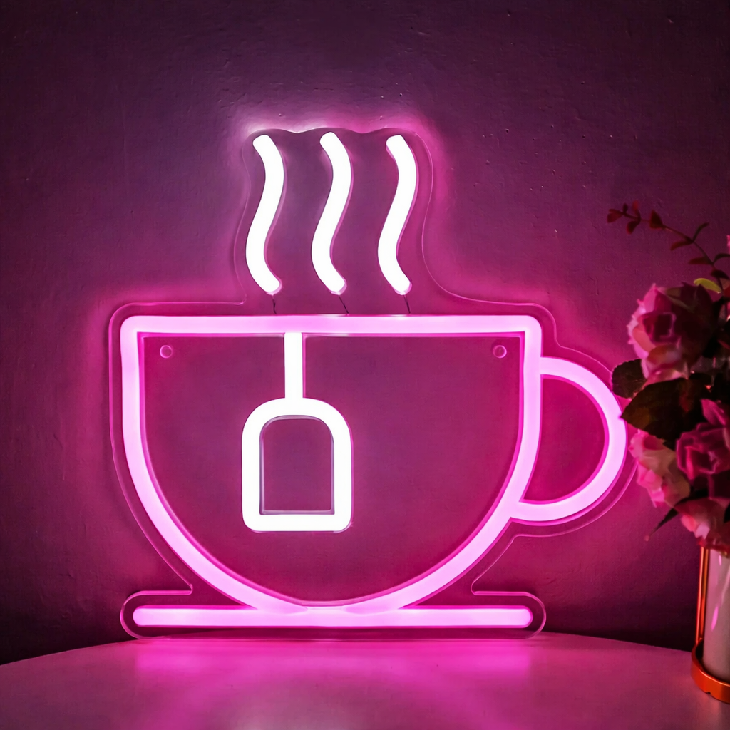 Minimal Coffee Cup LED Neon Sign for Kitchen Cafe Wall Decor Light