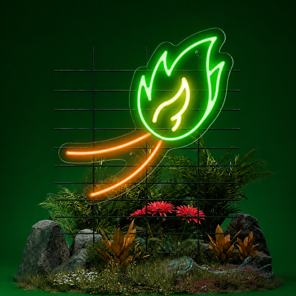 Flaming Leaf LED Neon Sign Red Orange Fire Neon Light Wall Decor for Bedroom Gaming Room