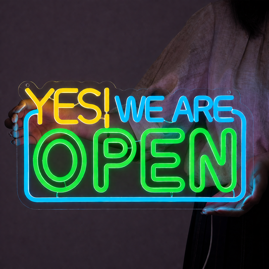 Yes We Are Open LED Neon Sign Colorful Business Open Sign for Shop Wall Window Decor