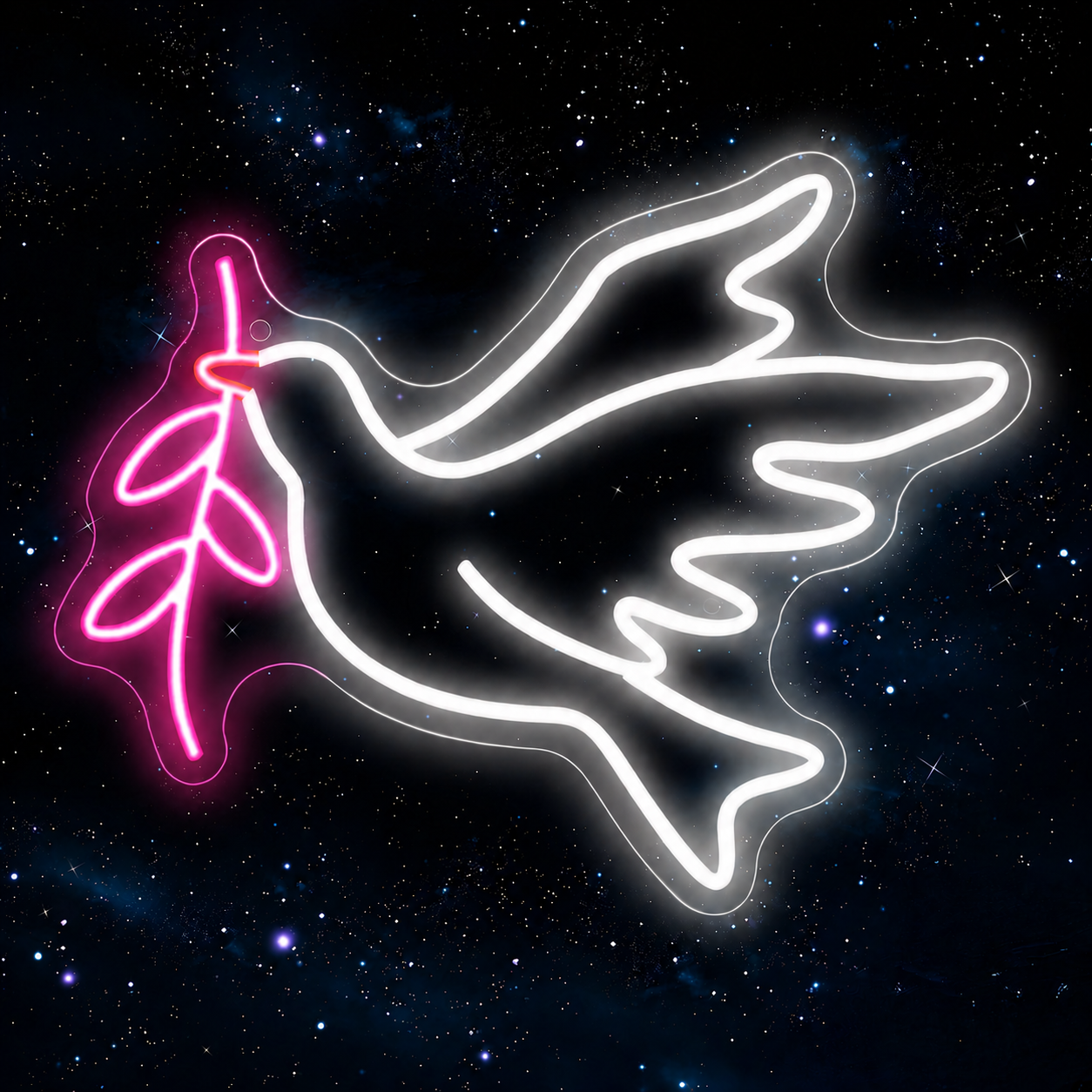 Peace Dove LED Neon Sign White Green Bird Neon Light Wall Decor for Bedroom Wedding