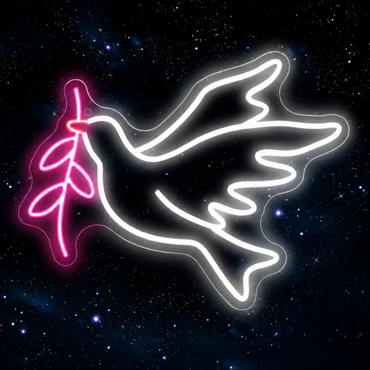 Peace Dove LED Neon Sign White Green Bird Neon Light Wall Decor for Bedroom Wedding