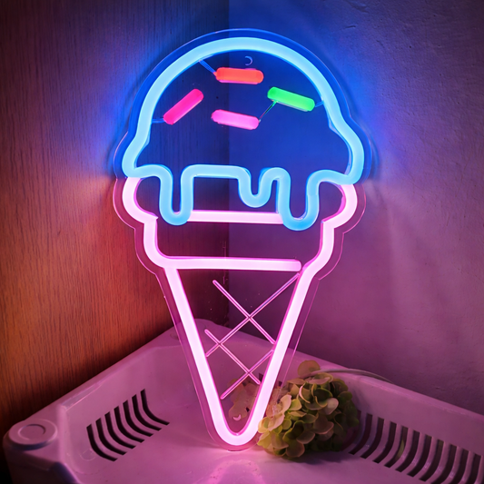 Ice Cream LED Neon Sign for Bedroom Dessert Shop Wall Decor Light