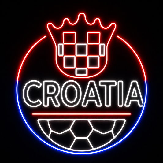 Croatia Flag Soccer LED Neon Sign Croatian Football Neon Light Wall Decor for Sports Bar Game Room