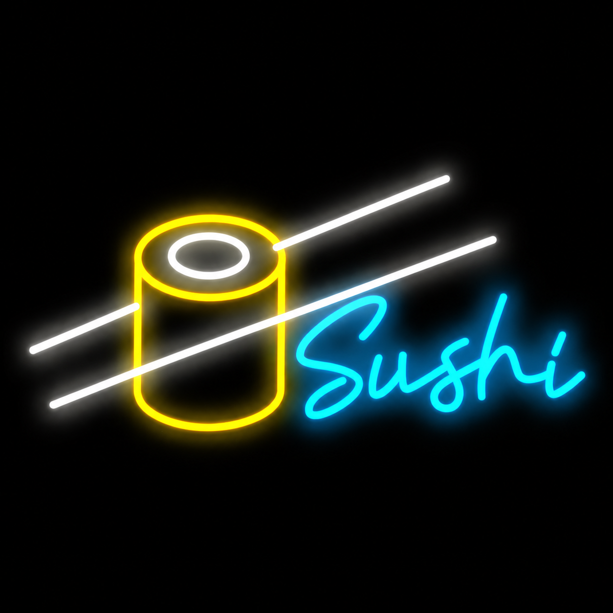 Sushi LED Neon Sign with Chopsticks Minimalist Japanese Food Neon Light Wall Decor for Restaurant Bar Kitchen