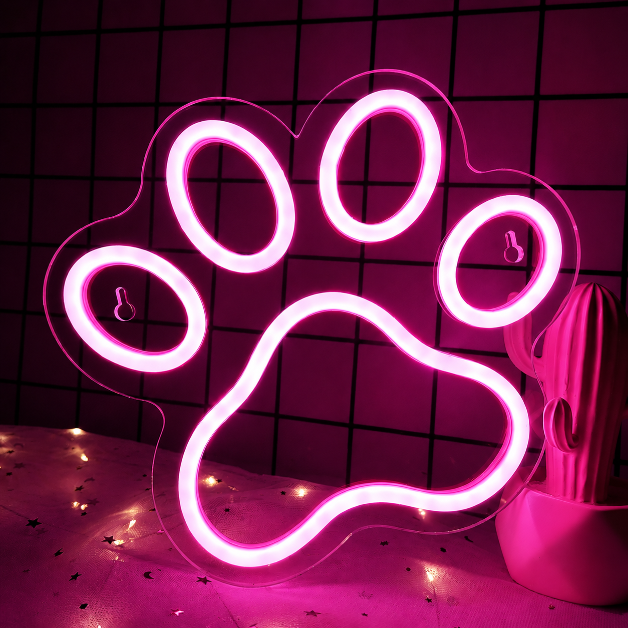 Blue Paw Print LED Neon Sign Pet Neon Light Wall Decor for Bedroom Pet Room