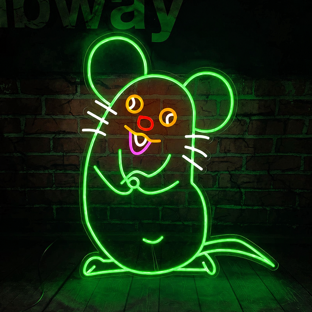 Cute Mouse LED Neon Sign Cartoon Animal Neon Light for Kids Room Wall Decor