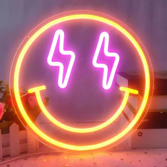Lightning Eyes Smiley LED Neon Sign for Bedroom Wall Decor Light