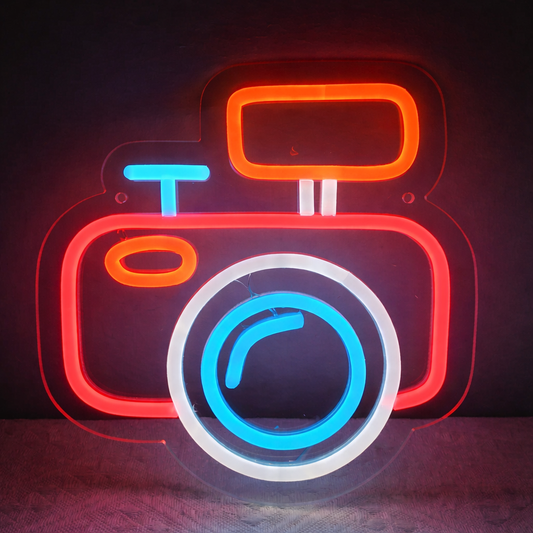 Colorful Camera LED Neon Sign for Photography Studio & Creative Spaces