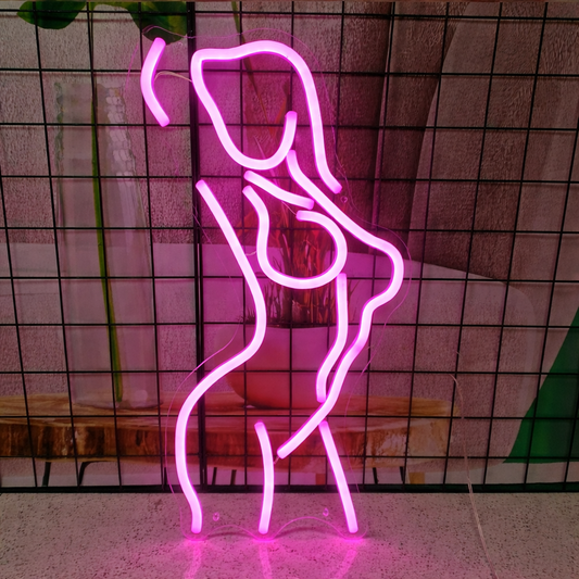 Abstract Woman Pose LED Neon Sign Pink Silhouette Neon Light for Bedroom Wall Decor