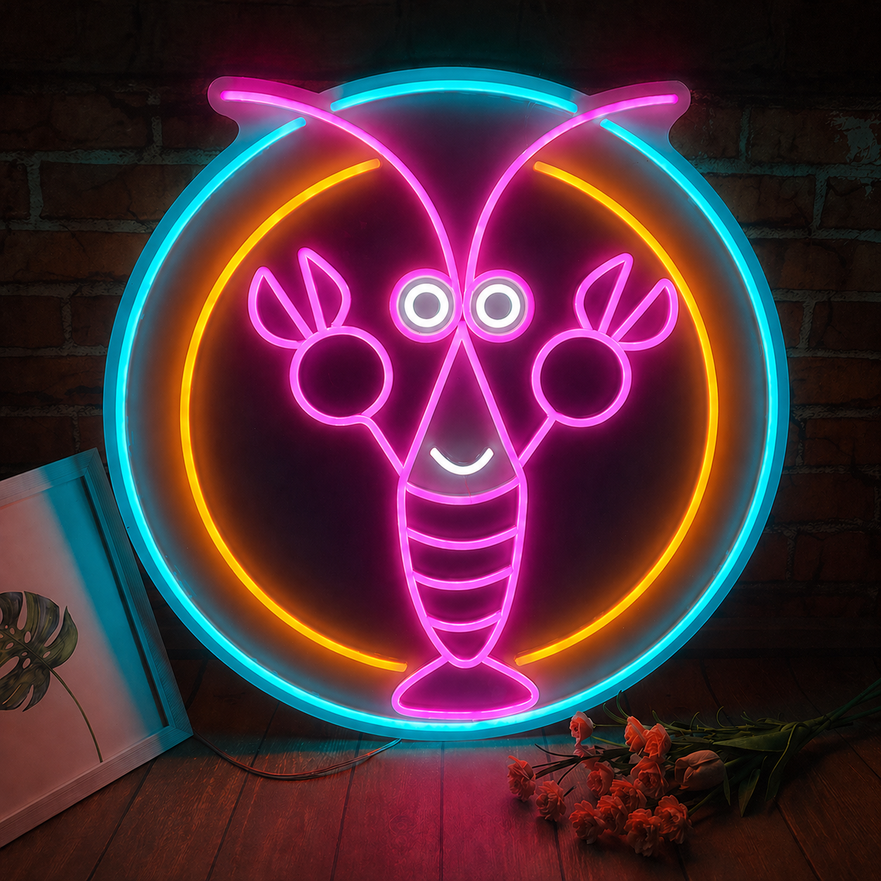 Lobster LED Neon Sign Seafood Neon Light Wall Decor for Restaurant Bar Kitchen Coastal Decor