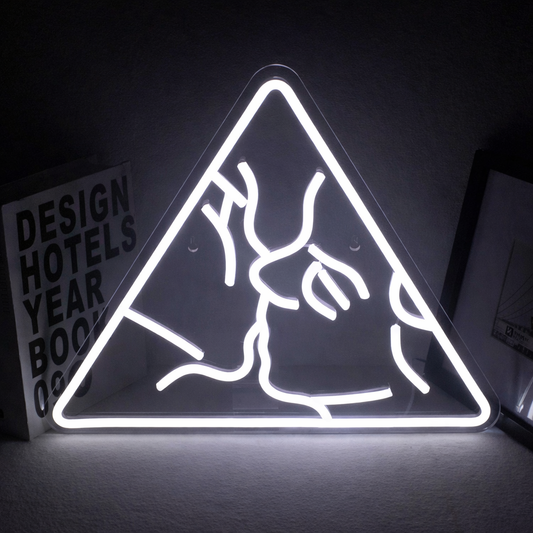 Triangle Abstract Face LED Neon Sign Pink Line Art Light for Modern Bedroom Wall Decor