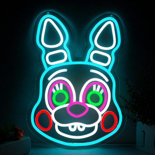 Colorful Cartoon Bunny LED Neon Sign Bright Rabbit Face Neon Light Wall Decor for Kids Room Game Room Shop