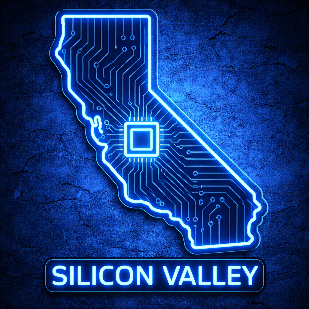 California Silicon Valley Circuit LED Neon Sign for Tech Office Wall Decor
