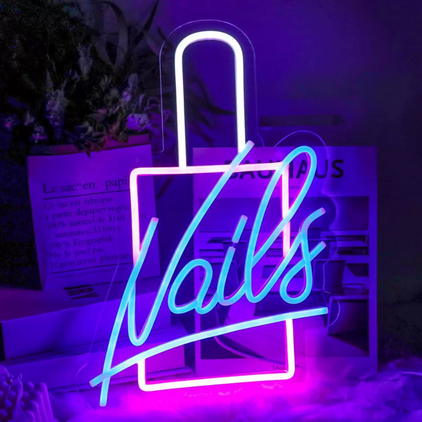 Nails LED Neon Sign Green Nail Polish Acrylic Neon Light for Nail Salon Beauty Studio Decor