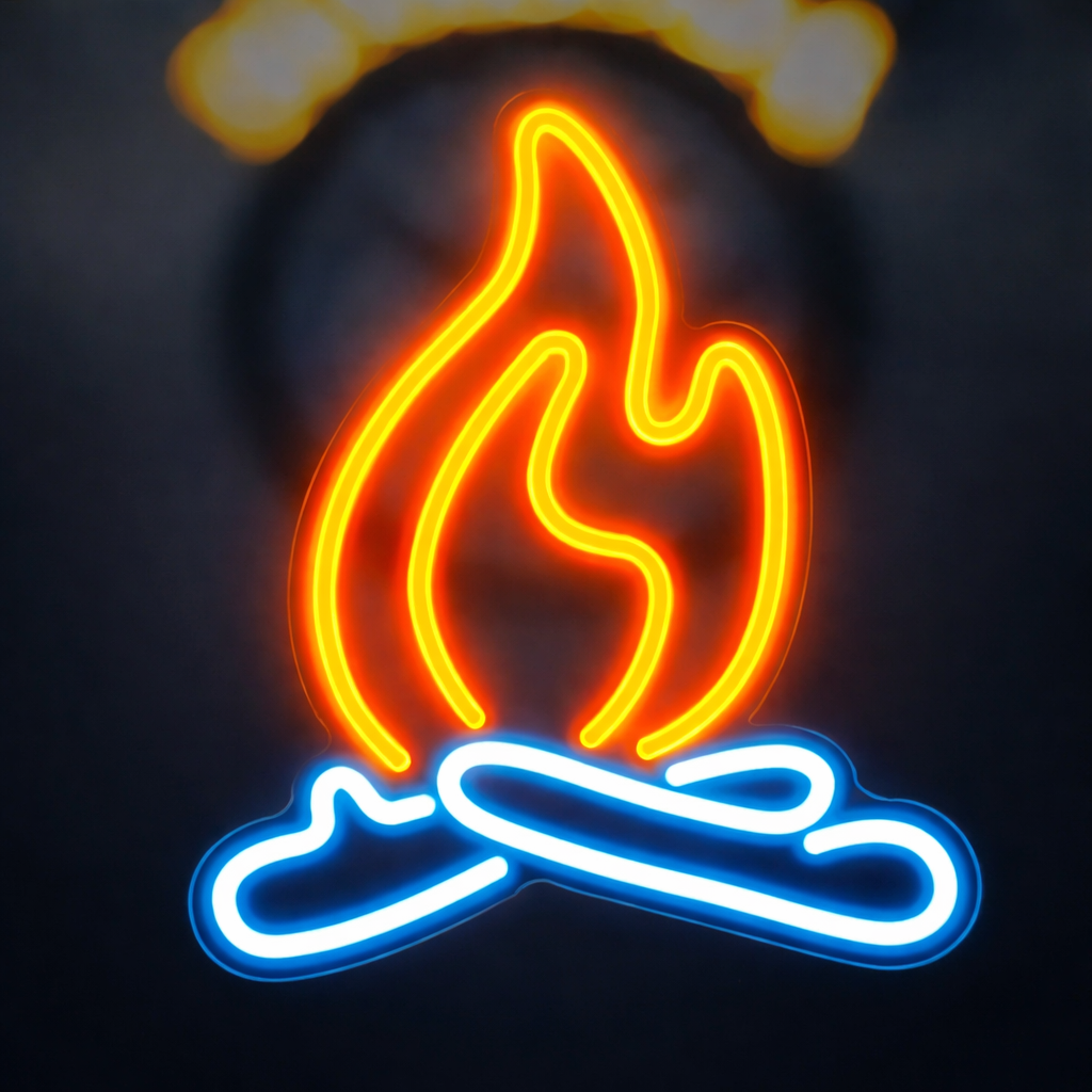 LED Campfire Neon Sign Red & White Fire Decoration