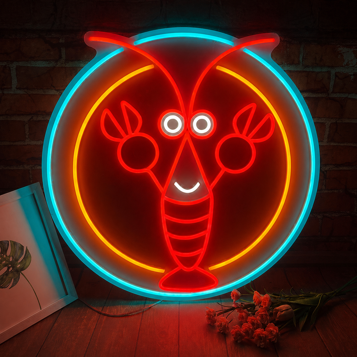 Lobster LED Neon Sign Seafood Neon Light Wall Decor for Restaurant Bar Kitchen Coastal Decor