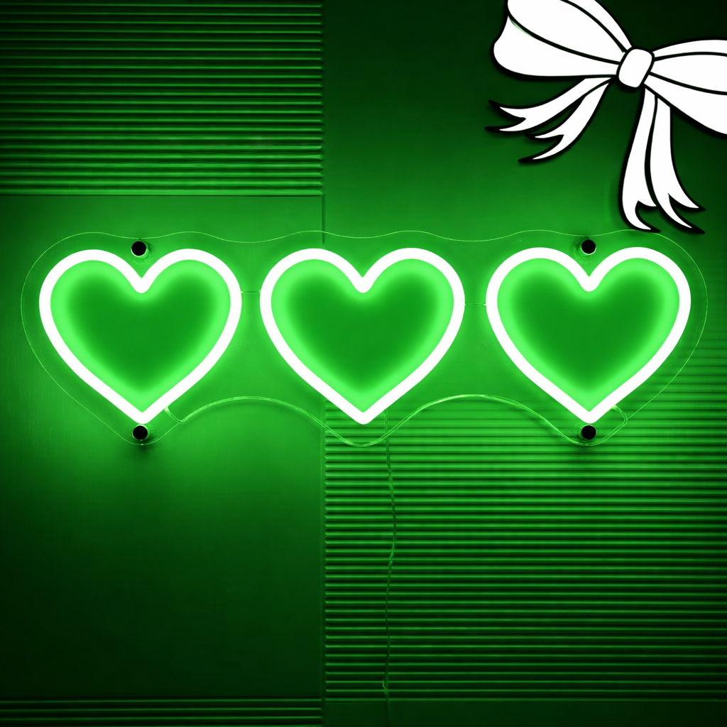 Triple Heart LED Neon Sign Romantic Love Wall Decor for Bedroom Wedding Valentine Gift