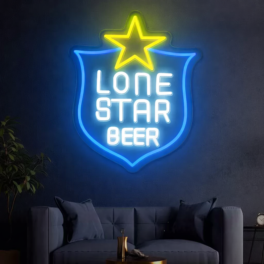 Texas Star LED Neon Sign Western Style Bar Wall Light for Home Decor