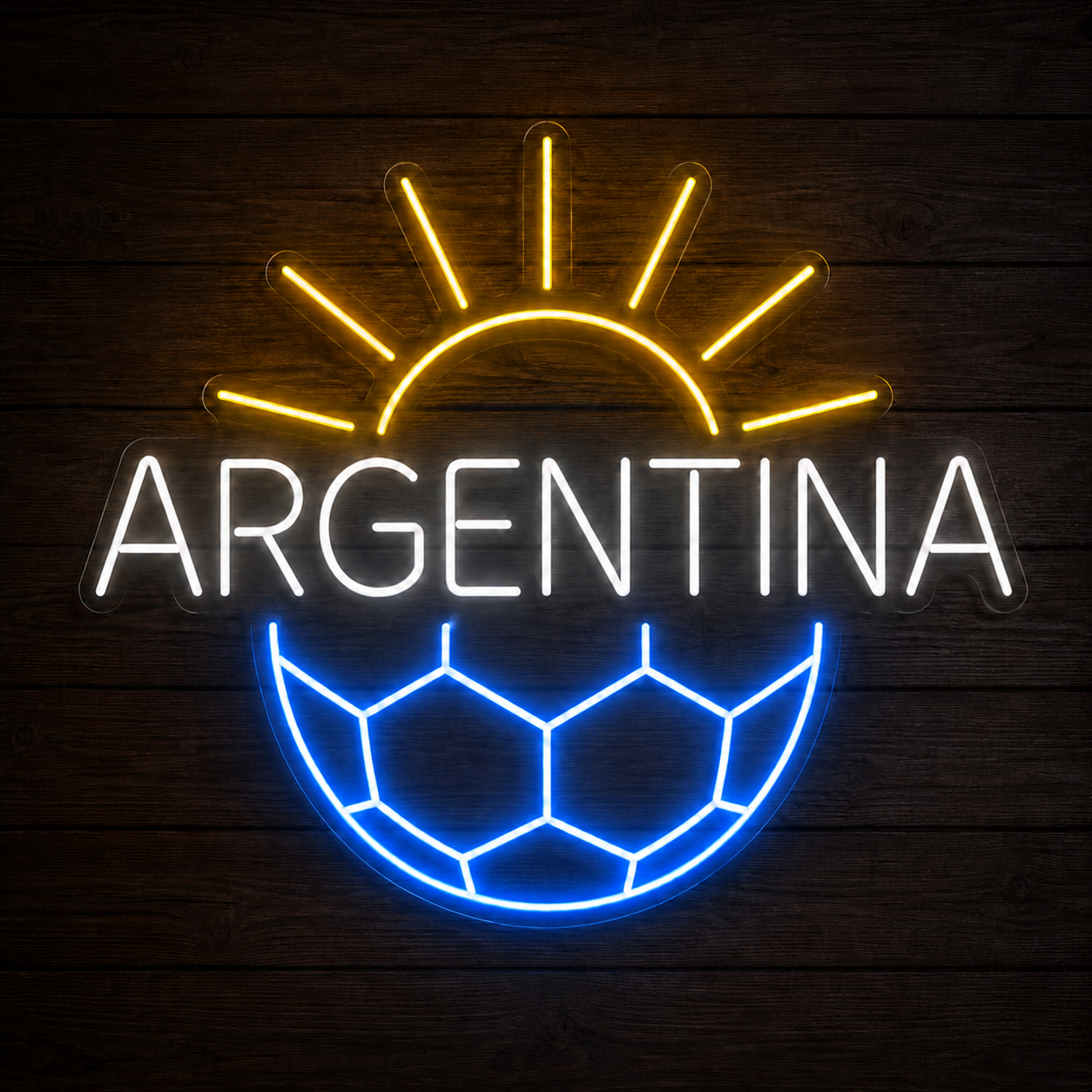 Argentina Sunrise Soccer LED Neon Sign Argentine Football Neon Light Wall Decor for Sports Bar Game Room
