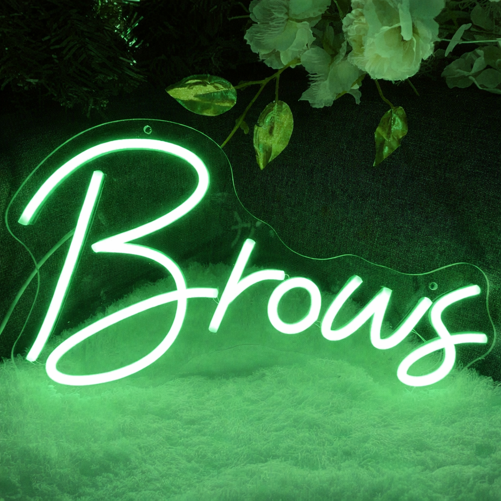 Brows LED Neon Sign Script Beauty Light for Eyebrow Studio Lash Salon Decor